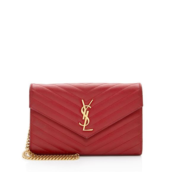 Saint Laurent Handbags - Saint Laurent Matelasse Grain de Poudre Monogram Chain Wallet